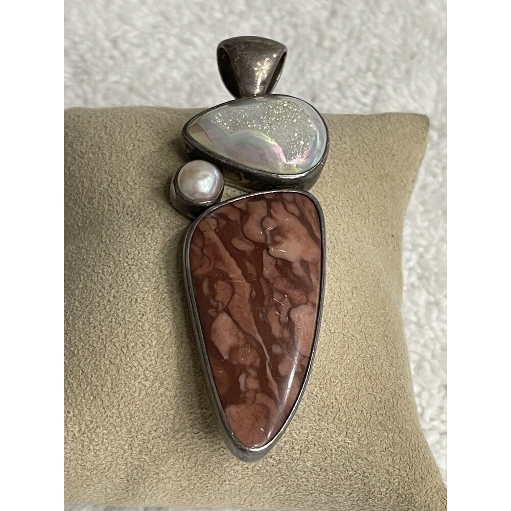Vintage Designer Starborn Sterling Silver Multi Stone Pendant BOLD & BEAUTIFUL